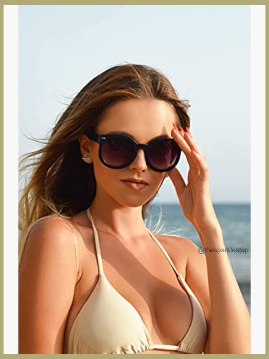 Round Polarized Sunglasses, Plastic Frame, Oversized Retro Style main image 7